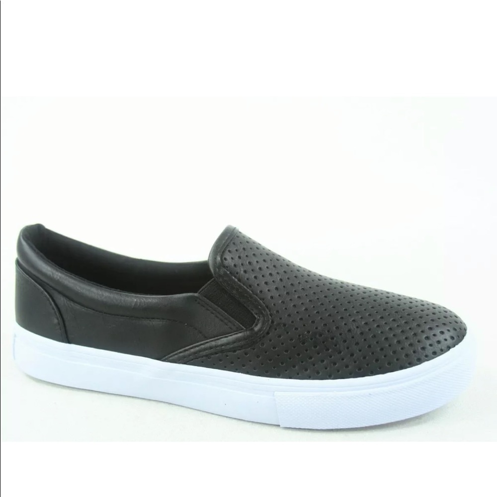 Soda Women's Perforated Slip On Flat Toe Sneakers